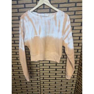 Wild Fox Tie Dye Peach And‎ White Cropped Sweatshirt Size Small